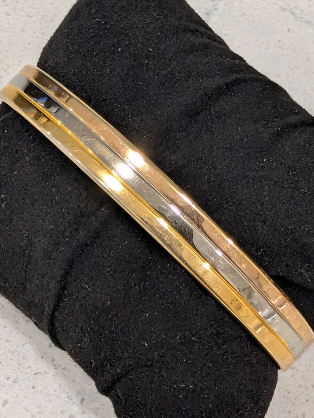 Vintage Tri-Tone 24K Electro Plated Magnetic Cuff Bracelet